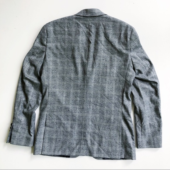 Murano Slim Fit Gray Plaid Blazer Jacket - Picture 4 of 7